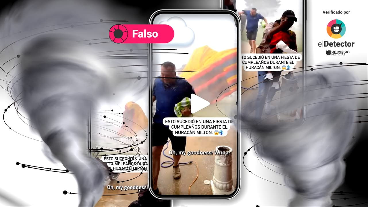 Ese video en el que un colchón inflable sale volando no fue grabado durante el huracán Milton 
