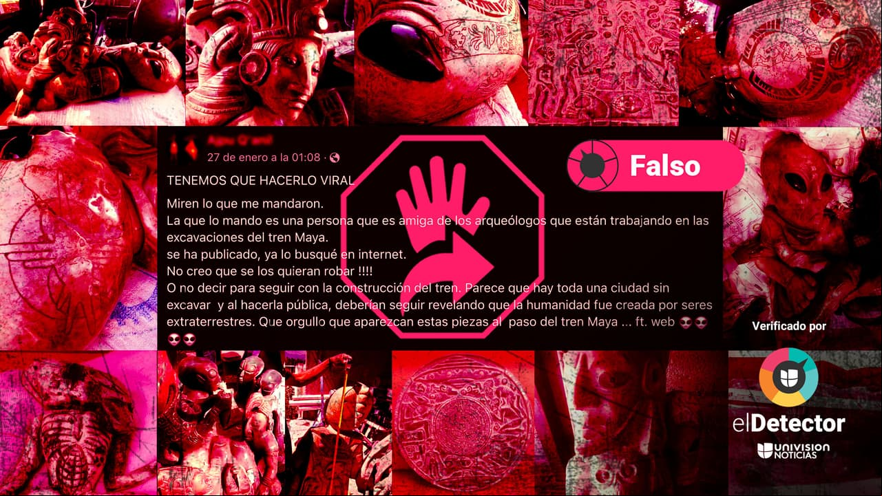 NO hallaron figuras arqueológicas alienígenas en la construcción del Tren Maya 