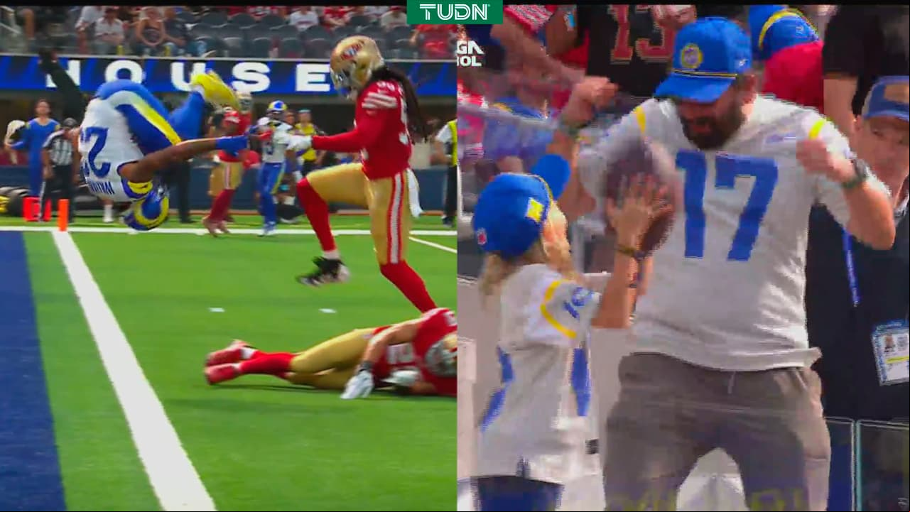 Show de Kyren Williams con Rams: ¡Espectacular pirueta y regalazo a niño!