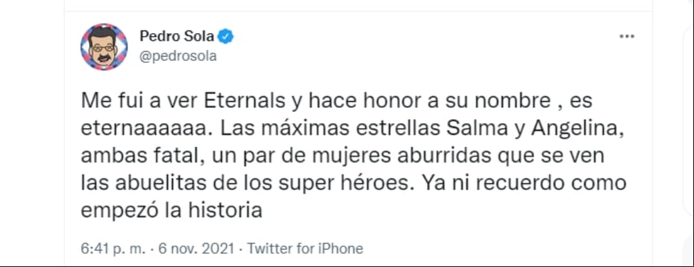 Pedro Sola criticó a Salma Hayek y Angelina Jolie por 'Eternals': así las defendieron